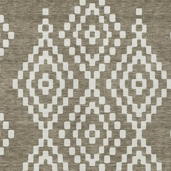 Taupe And Ivory Geometric Washable Indoor Outdoor Area Rug Photo 7
