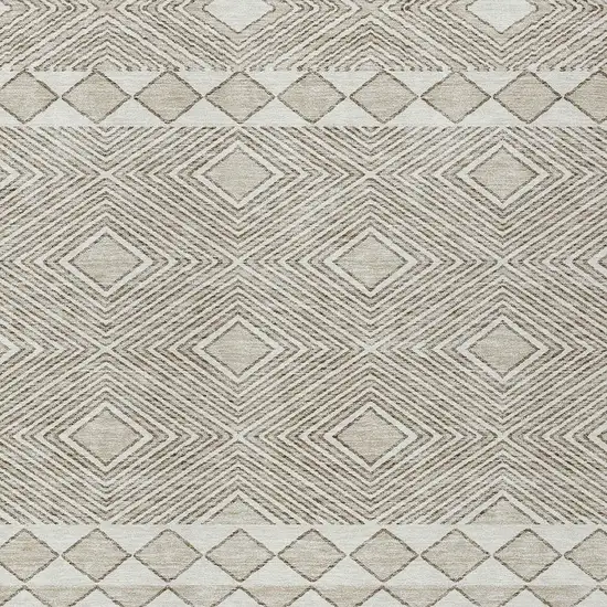Taupe And Ivory Geometric Washable Indoor Outdoor Area Rug Photo 6