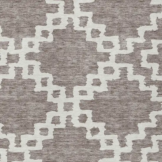 Taupe And Ivory Geometric Washable Indoor Outdoor Area Rug Photo 6