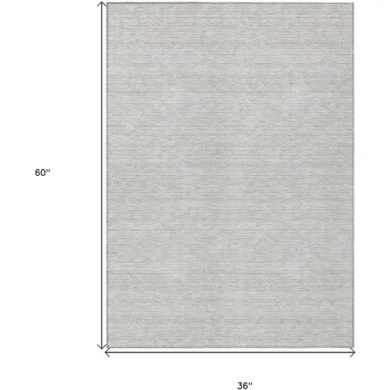 Taupe And Ivory Geometric Washable Indoor Outdoor Area Rug Photo 3