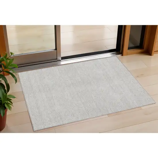 Taupe And Ivory Geometric Washable Indoor Outdoor Area Rug Photo 1