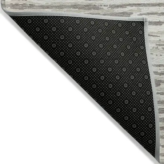 Taupe And Ivory Striped Washable Indoor Outdoor Area Rug Photo 3