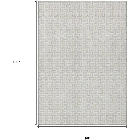 Taupe And Silver Geometric Washable Indoor Outdoor Area Rug Photo 3