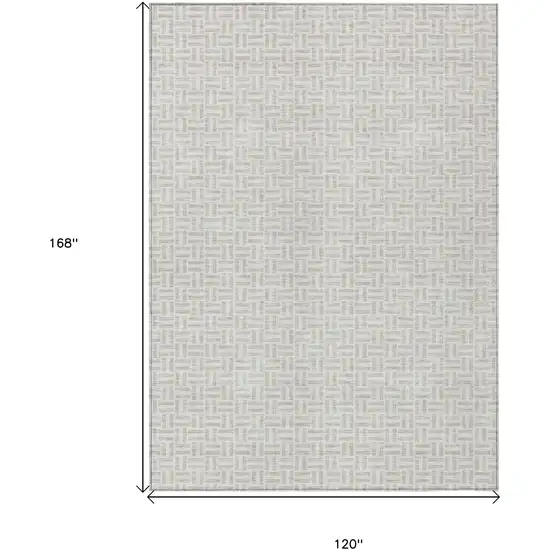 Taupe And Silver Geometric Washable Indoor Outdoor Area Rug Photo 3