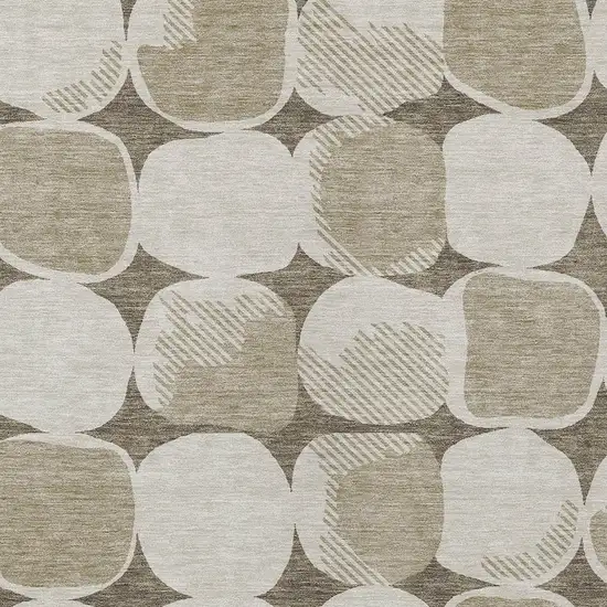 Taupe Beige And Gray Abstract Washable Indoor Outdoor Area Rug Photo 6