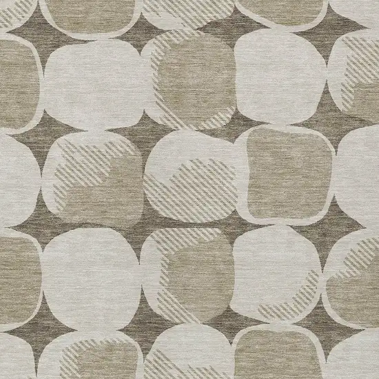 Taupe Beige And Gray Abstract Washable Indoor Outdoor Area Rug Photo 6