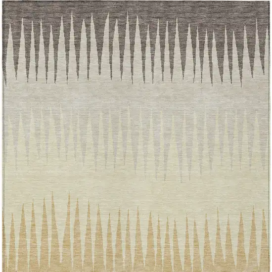 Taupe Beige And Gray Striped Washable Indoor Outdoor Area Rug Photo 7