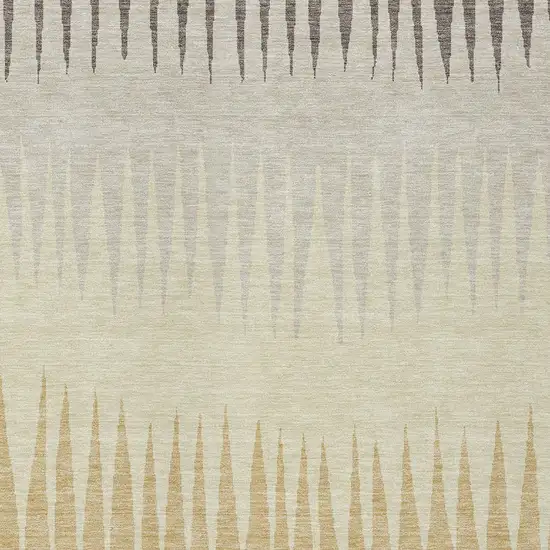 Taupe Beige And Gray Striped Washable Indoor Outdoor Area Rug Photo 6