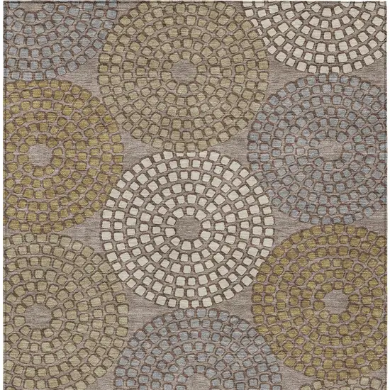 Taupe Beige And Green Geometric Washable Indoor Outdoor Area Rug Photo 7