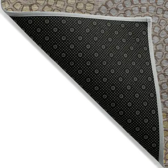 Taupe Beige And Green Geometric Washable Indoor Outdoor Area Rug Photo 4