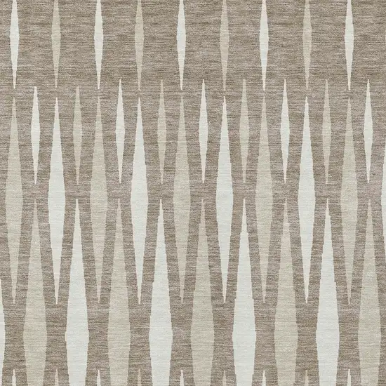 Taupe Beige And Ivory Geometric Washable Indoor Outdoor Area Rug Photo 6