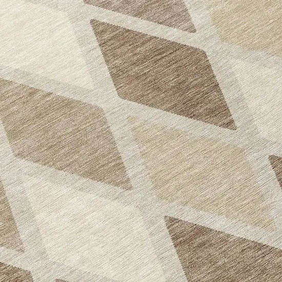 Taupe Beige And Ivory Geometric Washable Indoor Outdoor Area Rug Photo 7