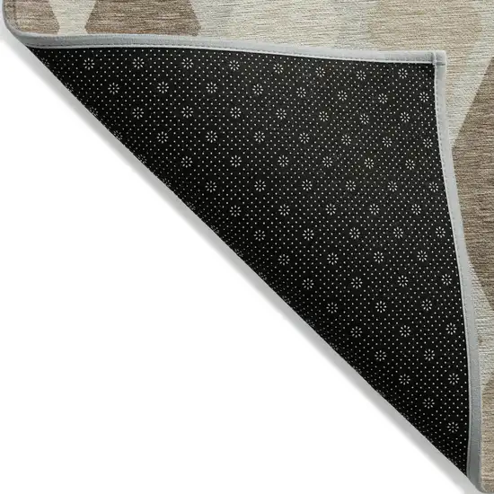 Taupe Beige And Ivory Geometric Washable Indoor Outdoor Area Rug Photo 4