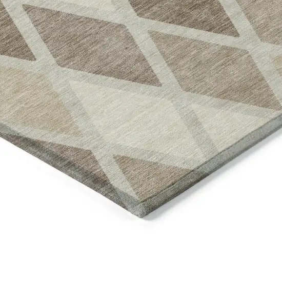 Taupe Beige And Ivory Geometric Washable Indoor Outdoor Area Rug Photo 5