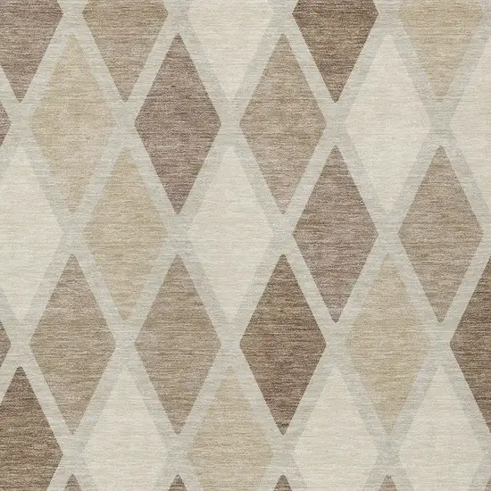 Taupe Beige And Ivory Geometric Washable Indoor Outdoor Area Rug Photo 6