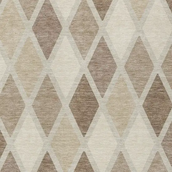 Taupe Beige And Ivory Geometric Washable Indoor Outdoor Area Rug Photo 6