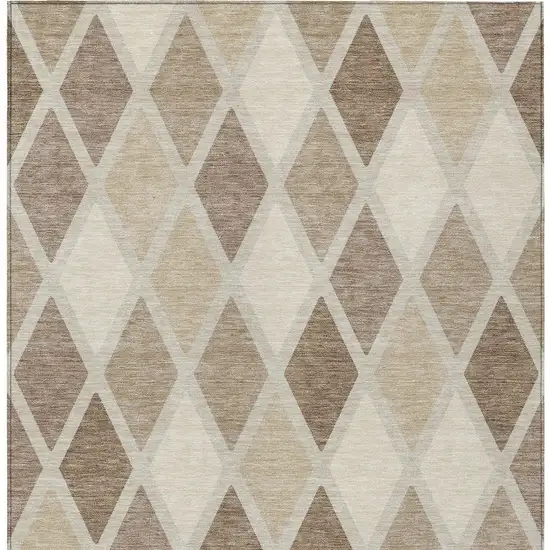 Taupe Beige And Ivory Geometric Washable Indoor Outdoor Area Rug Photo 8