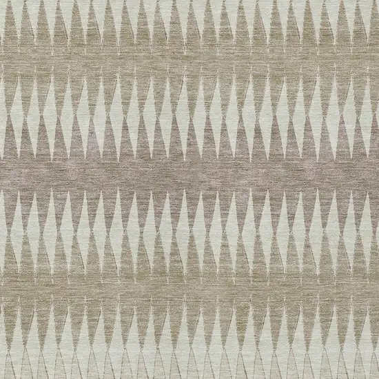 Taupe Beige And Ivory Striped Washable Indoor Outdoor Area Rug Photo 6