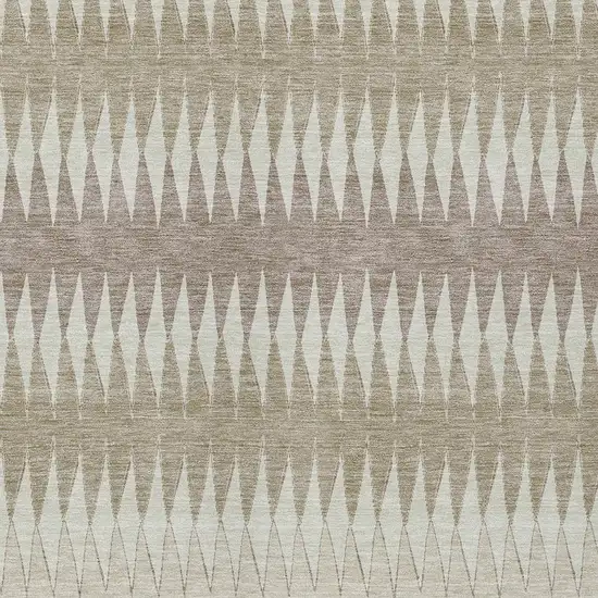 Taupe Beige And Ivory Striped Washable Indoor Outdoor Area Rug Photo 6