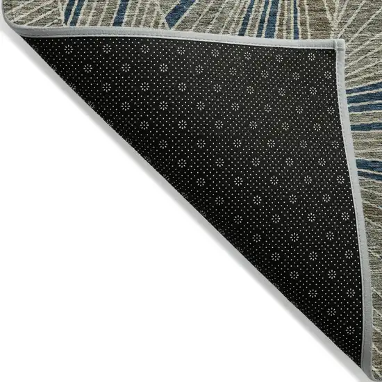 Taupe Blue And Beige Geometric Washable Indoor Outdoor Area Rug Photo 4