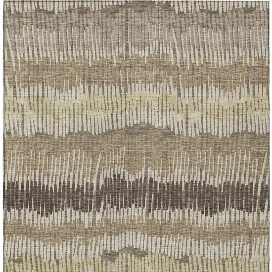 Taupe Brown And Beige Striped Washable Indoor Outdoor Area Rug Photo 8