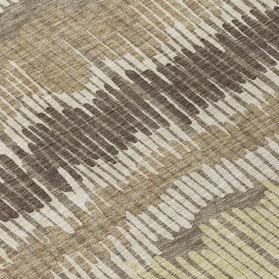Taupe Brown And Beige Striped Washable Indoor Outdoor Area Rug Photo 6