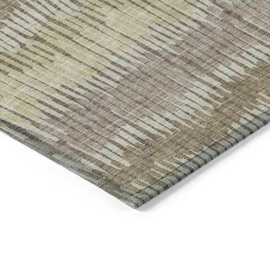 Taupe Brown And Beige Striped Washable Indoor Outdoor Area Rug Photo 5