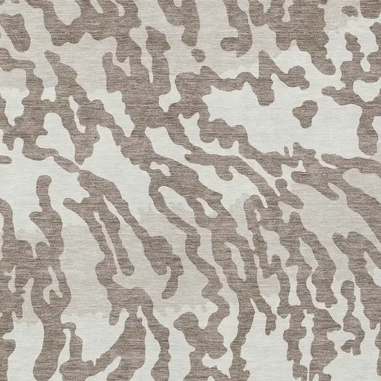 Taupe Brown And Ivory Animal Print Washable Indoor Outdoor Area Rug Photo 6