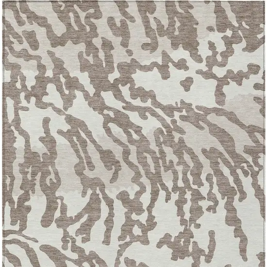 Taupe Brown And Ivory Animal Print Washable Indoor Outdoor Area Rug Photo 7