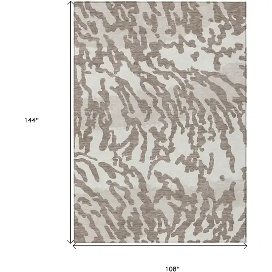 Taupe Brown And Ivory Animal Print Washable Indoor Outdoor Area Rug Photo 3