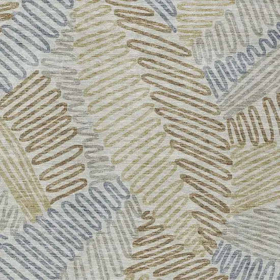 Taupe Gray And Beige Floral Washable Indoor Outdoor Area Rug Photo 6