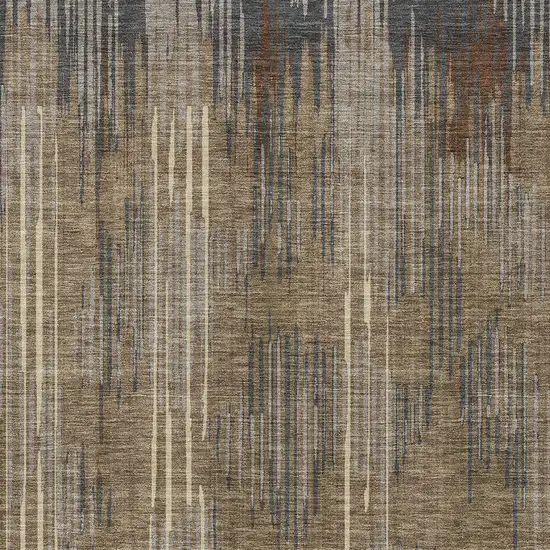 Taupe Gray And Ivory Striped Washable Indoor Outdoor Area Rug Photo 7