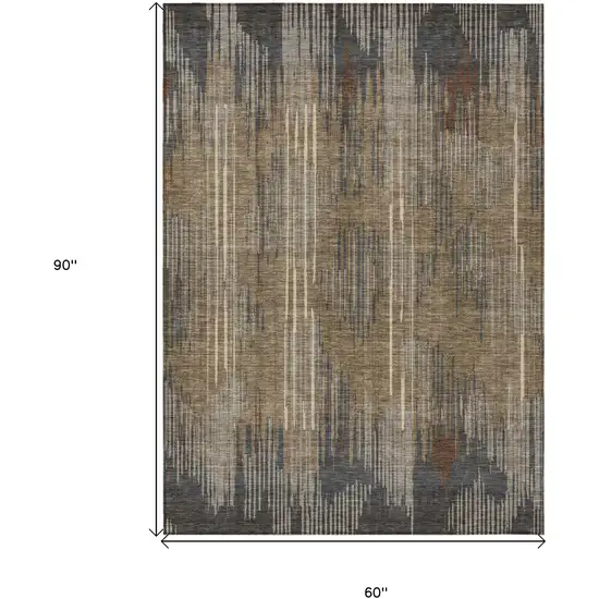 Taupe Gray And Ivory Striped Washable Indoor Outdoor Area Rug Photo 3