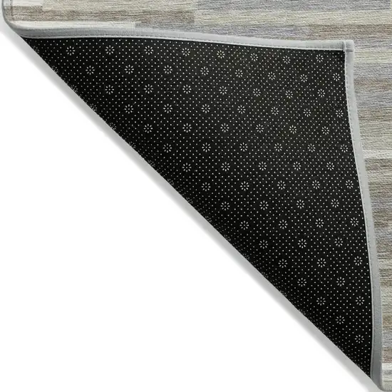 Taupe Gray And Ivory Striped Washable Indoor Outdoor Area Rug Photo 4