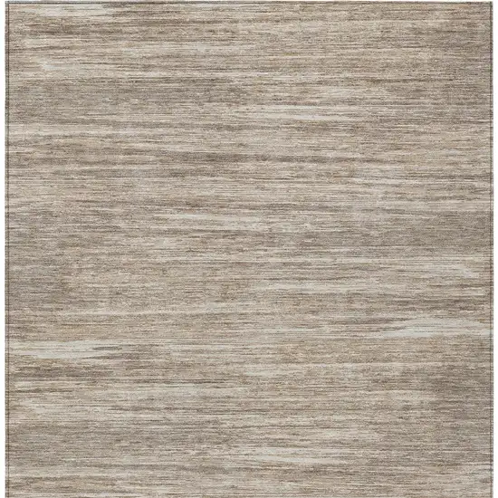 Taupe Gray And Ivory Striped Washable Indoor Outdoor Area Rug Photo 7