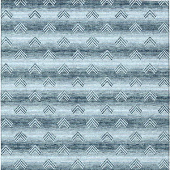 Teal Blue And Ivory Geometric Washable Indoor Outdoor Area Rug Photo 6