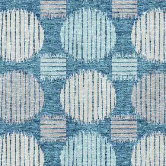 Teal Blue Gray And Ivory Geometric Washable Indoor Outdoor Area Rug Photo 6