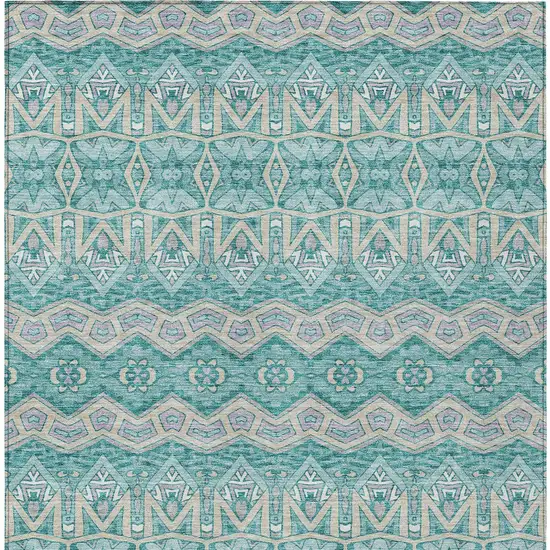 Teal Blue Purple And Gray Moroccan Washable Indoor Outdoor Area Rug Photo 7