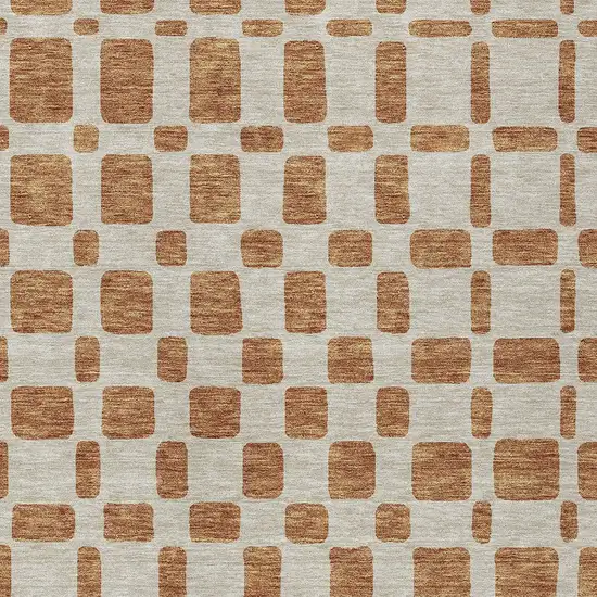 Terra Cotta And Beige Geometric Washable Indoor Outdoor Area Rug Photo 6