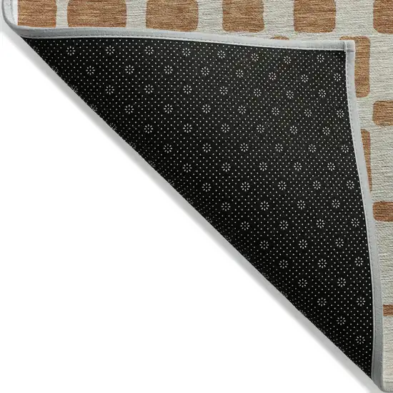 Terra Cotta And Beige Geometric Washable Indoor Outdoor Area Rug Photo 5