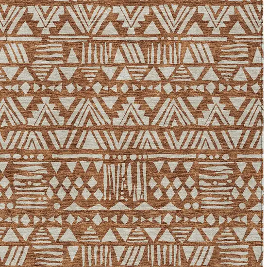 Terra Cotta And Beige Southwestern Washable Indoor Outdoor Area Rug Photo 6
