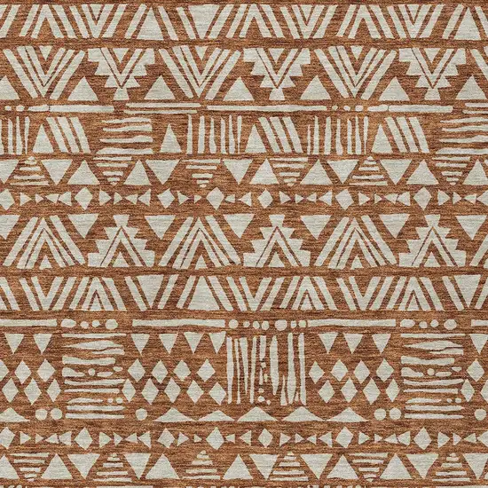 Terra Cotta And Beige Southwestern Washable Indoor Outdoor Area Rug Photo 6