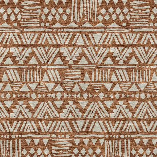 Terra Cotta And Beige Southwestern Washable Indoor Outdoor Area Rug Photo 6
