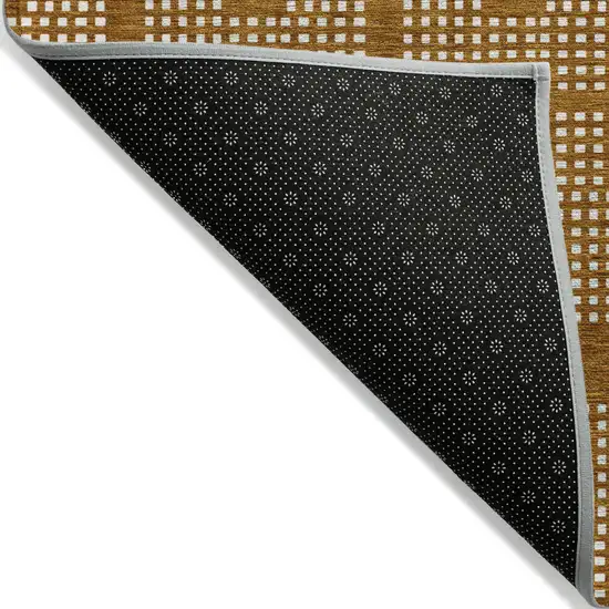 Terra Cotta And Ivory Geometric Washable Indoor Outdoor Area Rug Photo 4