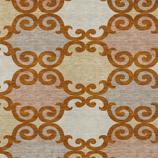 Terra Cotta Beige And Gray Trellis Washable Indoor Outdoor Area Rug Photo 6