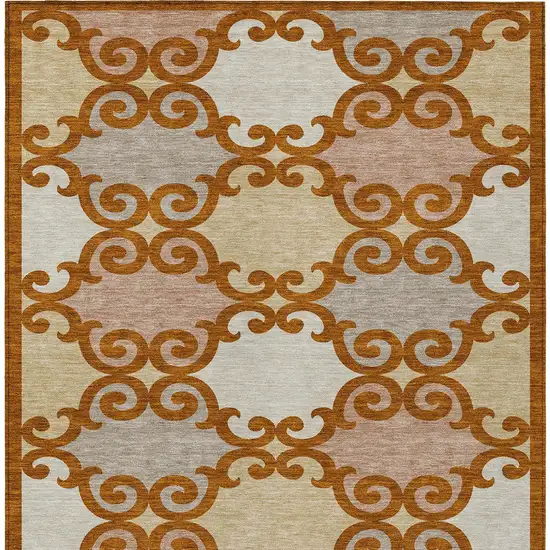 Terra Cotta Beige And Gray Trellis Washable Indoor Outdoor Area Rug Photo 7