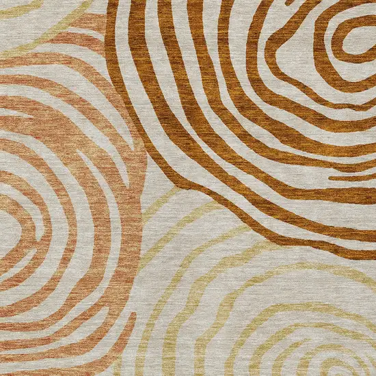 Terra Cotta Copper And Gold Abstract Washable Indoor Outdoor Area Rug Photo 5