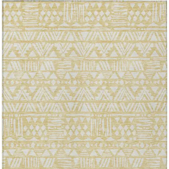 Wheat And Ivory Southwestern Washable Indoor Outdoor Area Rug Photo 7