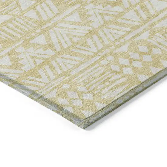 Wheat And Ivory Southwestern Washable Indoor Outdoor Area Rug Photo 5