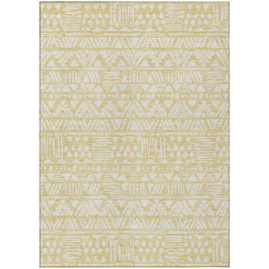 Wheat And Ivory Southwestern Washable Indoor Outdoor Area Rug Photo 2